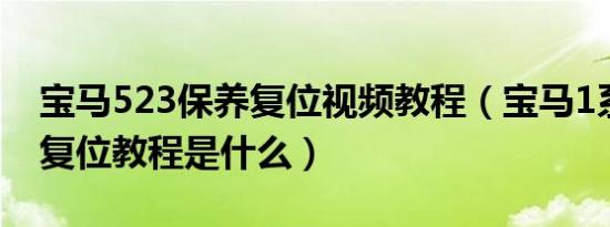 宝马523保养复位视频教程（宝马1系保养灯复位教程是什么）