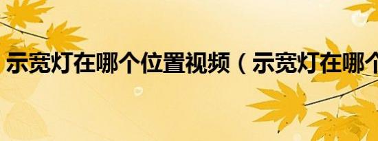 示宽灯在哪个位置视频（示宽灯在哪个位置）