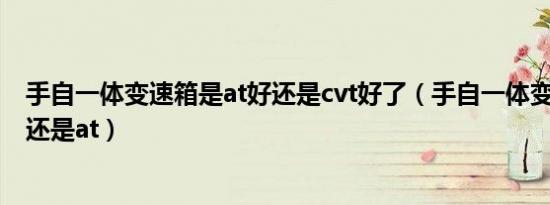 手自一体变速箱是at好还是cvt好了（手自一体变速箱是cvt还是at）