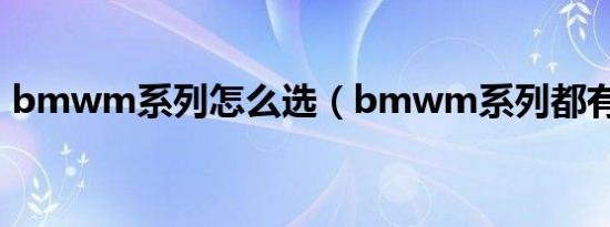 bmwm系列怎么选（bmwm系列都有哪些）