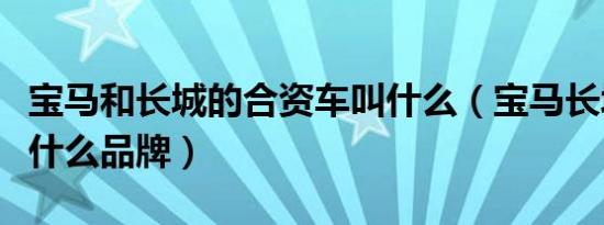 宝马和长城的合资车叫什么（宝马长城合资是什么品牌）