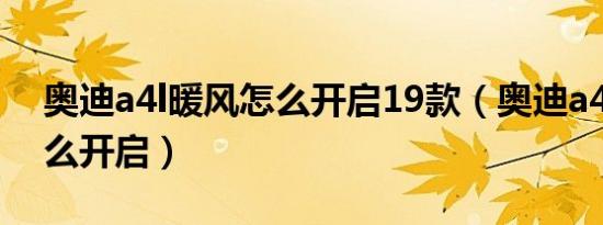 奥迪a4l暖风怎么开启19款（奥迪a4l暖风怎么开启）