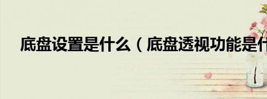 底盘设置是什么（底盘透视功能是什么）