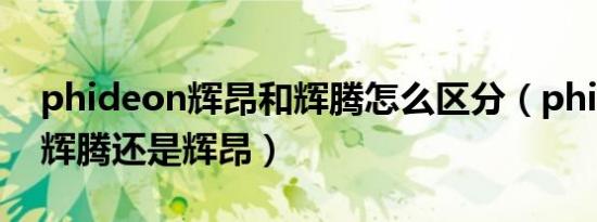 phideon辉昂和辉腾怎么区分（phioeon是辉腾还是辉昂）