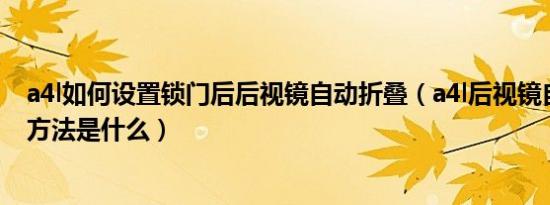a4l如何设置锁门后后视镜自动折叠（a4l后视镜自动折叠的方法是什么）