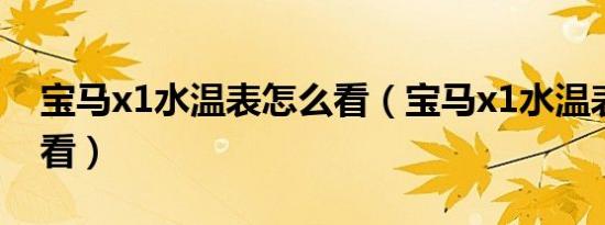 宝马x1水温表怎么看（宝马x1水温表怎么查看）
