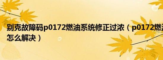 别克故障码p0172燃油系统修正过浓（p0172燃油系统过浓怎么解决）