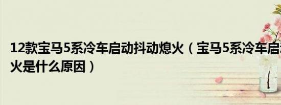 12款宝马5系冷车启动抖动熄火（宝马5系冷车启动后自动熄火是什么原因）