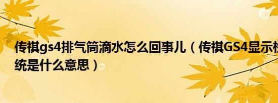 传祺gs4排气筒滴水怎么回事儿（传祺GS4显示检查排气系统是什么意思）