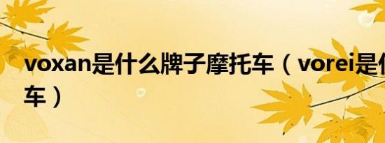voxan是什么牌子摩托车（vorei是什么摩托车）