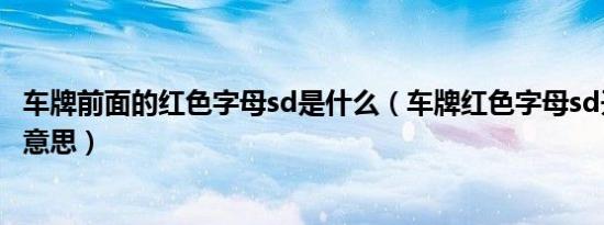 车牌前面的红色字母sd是什么（车牌红色字母sd开头是什么意思）