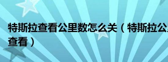 特斯拉查看公里数怎么关（特斯拉公里数怎么查看）