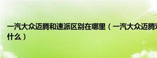 一汽大众迈腾和速派区别在哪里（一汽大众迈腾对比速派是什么）