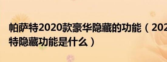 帕萨特2020款豪华隐藏的功能（2021款帕萨特隐藏功能是什么）