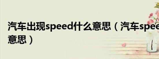 汽车出现speed什么意思（汽车speed是什么意思）