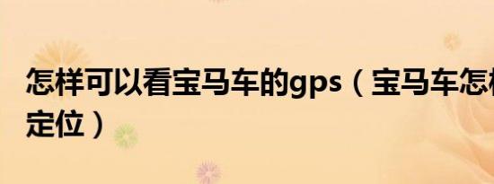 怎样可以看宝马车的gps（宝马车怎样用手机定位）