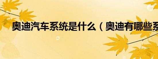 奥迪汽车系统是什么（奥迪有哪些系统）