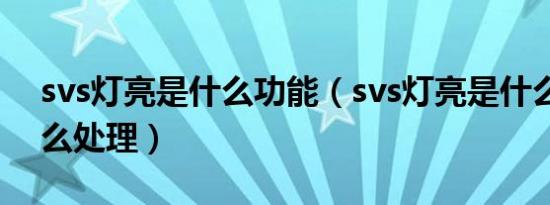 svs灯亮是什么功能（svs灯亮是什么意思怎么处理）