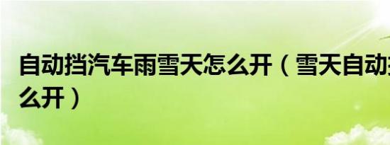 自动挡汽车雨雪天怎么开（雪天自动挡汽车怎么开）