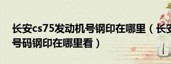 长安cs75发动机号钢印在哪里（长安发动机号码钢印在哪里看）