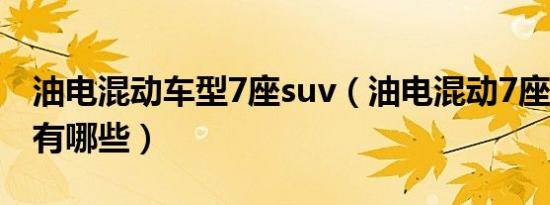 油电混动车型7座suv（油电混动7座suv车型有哪些）