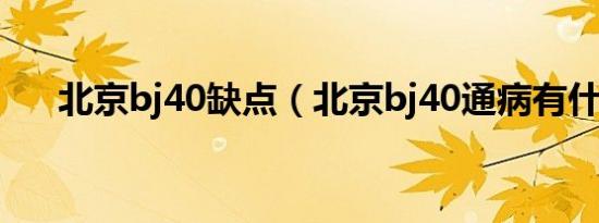 北京bj40缺点（北京bj40通病有什么）