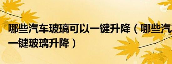 哪些汽车玻璃可以一键升降（哪些汽车有遥控一键玻璃升降）