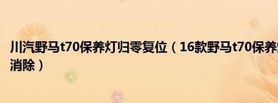 川汽野马t70保养灯归零复位（16款野马t70保养灯手工如何消除）