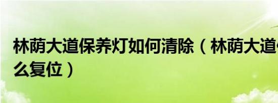 林荫大道保养灯如何清除（林荫大道保养灯怎么复位）