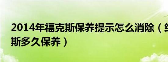 2014年福克斯保养提示怎么消除（经典福克斯多久保养）
