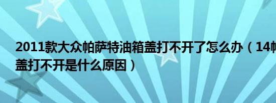 2011款大众帕萨特油箱盖打不开了怎么办（14帕萨特油箱盖打不开是什么原因）