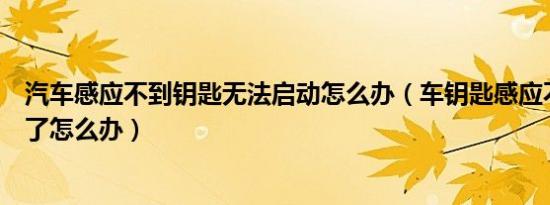 汽车感应不到钥匙无法启动怎么办（车钥匙感应不了启动不了怎么办）