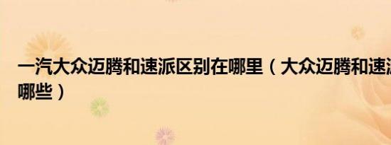 一汽大众迈腾和速派区别在哪里（大众迈腾和速派的区别有哪些）