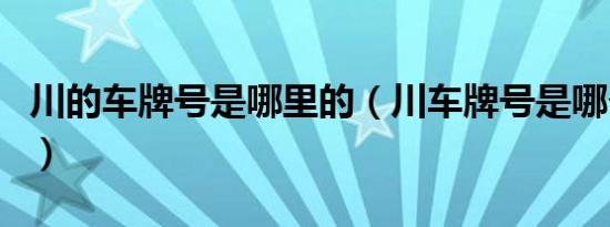 川的车牌号是哪里的（川车牌号是哪个省份的）