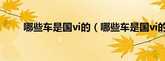 哪些车是国vi的（哪些车是国vi的）