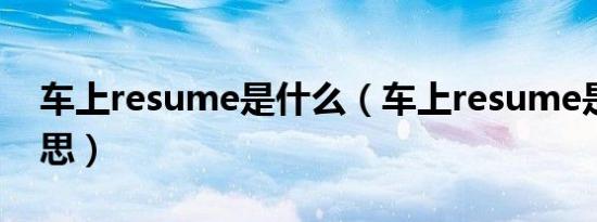 车上resume是什么（车上resume是什么意思）