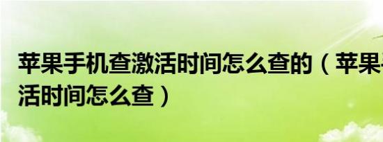 苹果手机查激活时间怎么查的（苹果手机查激活时间怎么查）