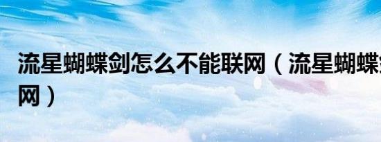 流星蝴蝶剑怎么不能联网（流星蝴蝶剑怎么联网）