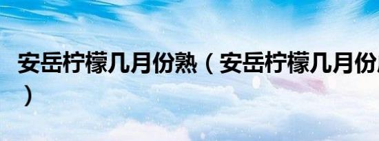 安岳柠檬几月份熟（安岳柠檬几月份成熟采摘）