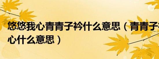 悠悠我心青青子衿什么意思（青青子衿悠悠我心什么意思）