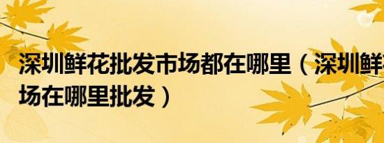 深圳鲜花批发市场都在哪里（深圳鲜花批发市场在哪里批发）