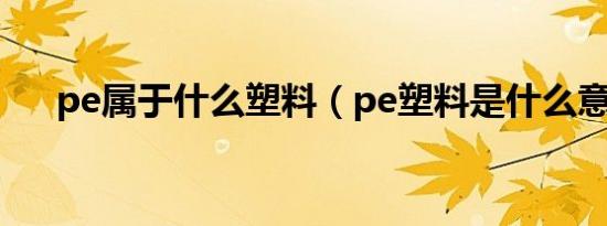 pe属于什么塑料（pe塑料是什么意思）