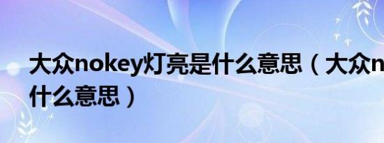 大众nokey灯亮是什么意思（大众nokey是什么意思）