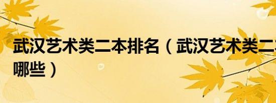 武汉艺术类二本排名（武汉艺术类二本院校有哪些）