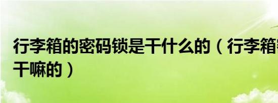 行李箱的密码锁是干什么的（行李箱密码锁是干嘛的）
