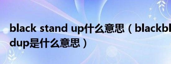 black stand up什么意思（blackblackstandup是什么意思）