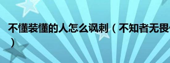 不懂装懂的人怎么讽刺（不知者无畏什么意思）