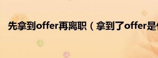 先拿到offer再离职（拿到了offer是什么）