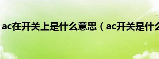 ac在开关上是什么意思（ac开关是什么意思）