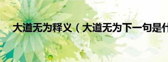 大道无为释义（大道无为下一句是什么）